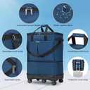Large Capacity Rolling Duffle Bag with Detachable Wheels,Expandable Foldable Suitcase for Travel,Collapsible Luggage Duffel Overnight Weekend Bags without Telescoping Handle