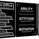 Motivational 3 Panel Office Rules Canvas Wall Art Decor Teamwork Positive Energy Black White Poster Printing Inspiring Quotes Picture Decoration for Bedroom Gym Stretched and Framed [16''W x 36''H]