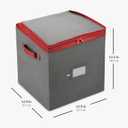 ZOBER Christmas Ornament Storage Box - Stores 64 3" Ornaments, With Dividers - Ornament Organizer Storage Box, Durable Christmas Containers Holder, Dual Zipper - Gray