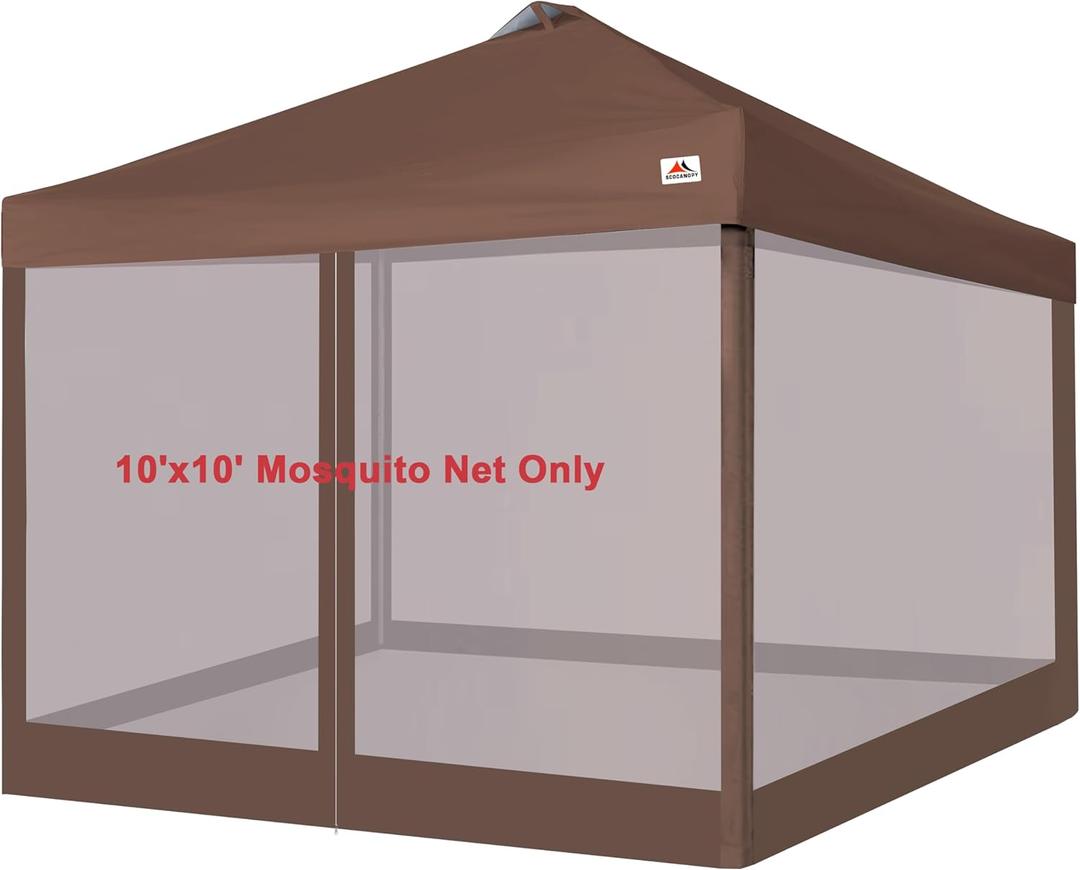 SCOCANOPY Universal Replacement Netting Screen Walls for 8x8ft 10x10ft Canopy Or Gazebo, Set of 4 Panels (Brown)