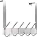 DOKU Over The Door Hooks, Stainless Steel Heavy Duty Over Door Hanger Holder for Coat Robe Hat Clothe Towels Hanging, Bathroom Organizer Towel Rack 12 Hooks, Brushed Nickel