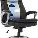 Serta Fairbanks Big & Tall Executive Office Chair Ergonomic Comfy High-Back ComputerChairs with Lumbar Support, Semi-Plush Seat Cushion, Padded Armrests, Nylon Swivel Base, Bonded Leather, Black