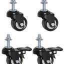 2" Swivel Caster Wheels Set of 4,Heavy Duty 440lbs Capacity No Noise,M10x10 Screws,2 Pack Locking with Brake