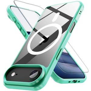 2 x PinLiSheng Anti-Yellowing Magnetic for iPhone Air Case with 1 Screen Protector [Mil-Grade Drop Protection] [Compatible with Magsafe] Shockproof Slim Transparent Protective Phone Case,Clear Green