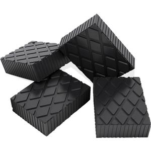 4 Pack 6-3/8" x 4-3/4" x 2" Solid Rubber Auto Lift Block Pads, Heavy-Duty Rubber Blocks for Car Lift Pads, Lift Blocks, Camper Stabilizer Jack Pads-Anti-Slip Texture,3000lb Capacity
