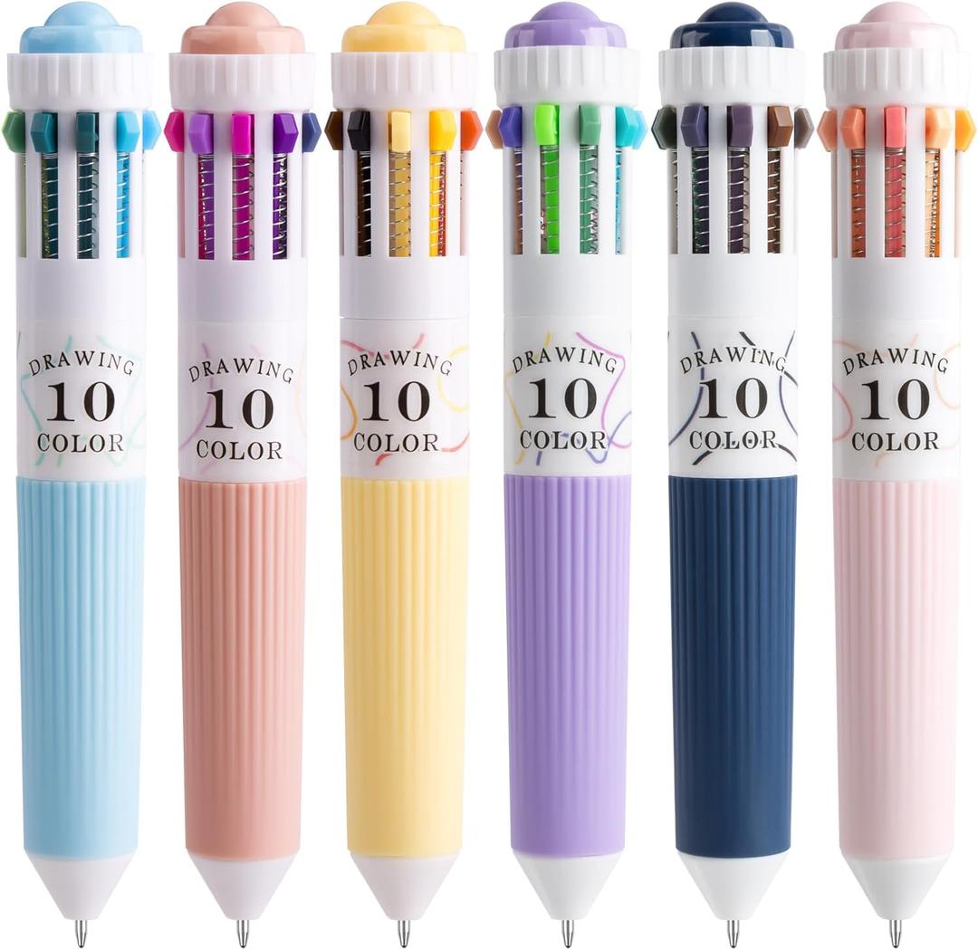 6 Park Multicolor Pens, 10-in-1 Colored Ballpoint Pen, 57 Colors, 0.8mm Fine Point Smooth Writing, Retractable Ballpoint Pens for Office School Students Children