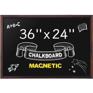 Comix Magnetic Chalkboard, 36 x 24 Inches Wooden-Framed Blackboard, Hanging Chalk Board for School Office Home and Restaurant Menu