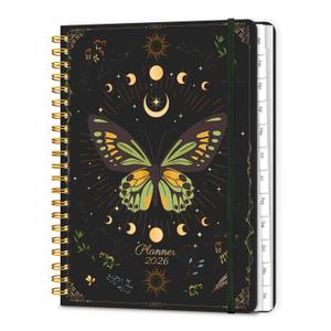 2026 Planner 8.5 x 11, Large Weekly and Monthly Planners with Tabs, A4 Spiral Bound Daily Calendar 2026 Planner, 12 Month Agenda Organizers from Jan. to Dec.(Green Butterfly)