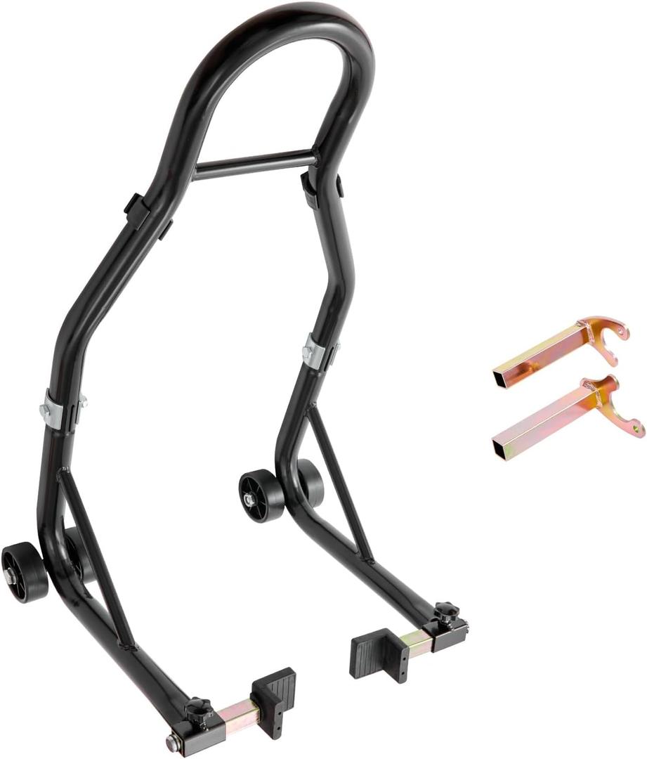 VEVOR Motorcycle Rear Wheel Stand, 850lbs/390kg Load Capacity Lift with U + L Fork Swingarm Spool, Heavy Duty Rear Wheel Stand Motorcycle Lift Jack Stand, for Suzuki Yamaha Honda Kawasaki, Black