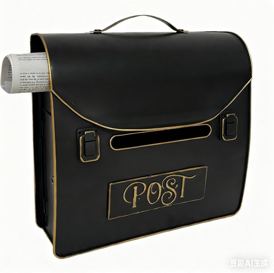 Wall-Mounted Mailbox with Newspaper Holder, Waterproof & Rust-Proof Galvanized Steel, Large Capacity for Outdoor Use, 13.82 x 12.8 x 4.17 Inch-Black