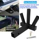 Triple Hitch Mount Flagpole Holder Univesal for Standard 2 inch Trailer Hitch Receivers, Compatible with Jeep Truck SUV RV Pickup Camper Trailer Hitch Flag Pole Holder