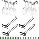 Dicunoy 6 Pack Black Wine Glass Racks, 12 Inch Metal Under Shelf Wine Glass Holder, Wall Mounted Iron Wine Glass Hanging Rack for Shelf, Kitchen, Bar, Wine Cellar Storage, Organizer, Display