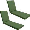 AAAAAcessories Outdoor Chaise Lounge Cushions, Waterproof, Fade-Resistant Patio Furniture Replacement Cushions, 80" x 26" x 3", Set of 2, Dark Moss Green