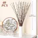 Thiccywoov 40 Stems 31.5'' Real Dried Pussy Willow Branches for Vases 100% Natural Tall Snow Pussy Willows with White Flowers Live Plant for Wedding Home Hotel Fireplace Yard Decor