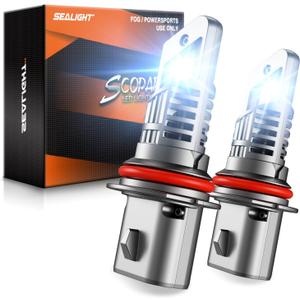 SEALIGHT  HB5 Bulbs, 40000LM 9007 Fog Bulbs 6500K Cool White, 1:1 Mini Size, Powersports Accessory Lights or ATV Light with Cooling Fan, 3 Mins Plug-N-Play, Pack of 2
