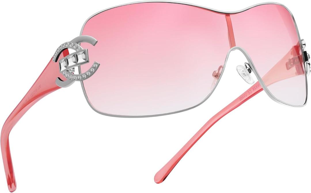 VANLINKER Wrap Around Y2K Sunglasses for Women Men Oversized Shades VL9704 | Trendy Frameless One-Piece Shield Shades with Futuristic Fashion Style for Parties, Music Festivals, Driving and Daily Wear