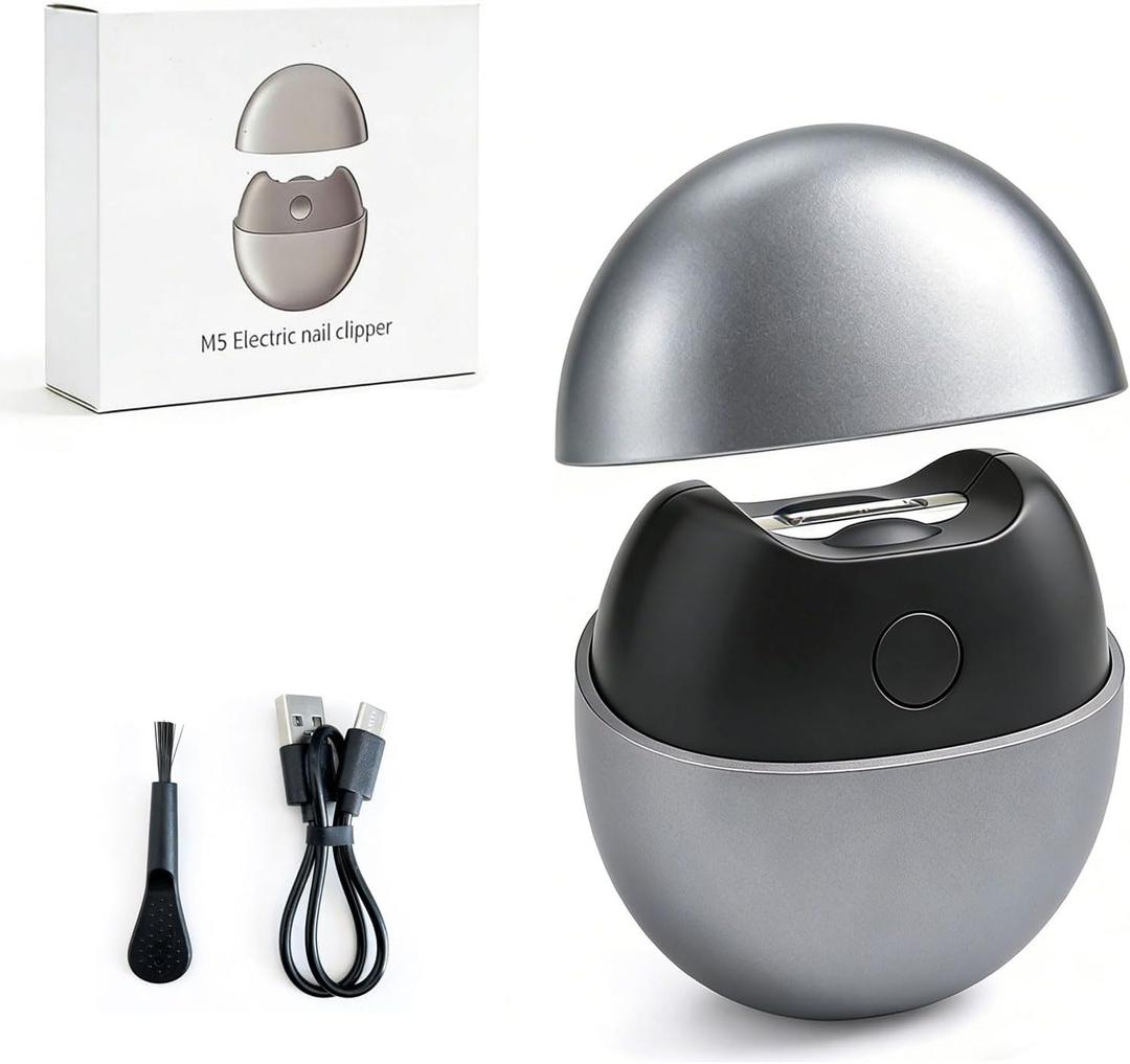 2026 New Electric Nail Clippers 3 in 1 Automatic Electric Nail Clipper with LED Light, USB Rechargeable for Adults, Seniors, Babies, Children (Gray)