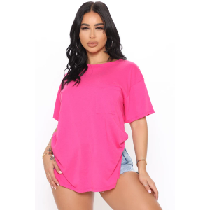 Laid back chillin pocket tee (M) Fuschaia 72581