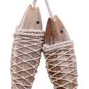 Rustic Nautical Wooden Fish Decor - Hanging Fish Sculpture for Wall, Beach Theme Home Decor - Bedroom, Bathroom, Lake House (S)