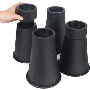 shouwuhho Bed Risers 8 Inch Heavy Duty, Round Furniture Risers Lifts 6" 8" for Bed Desk Table Sofa Couch, Adjustable Bed Frame Risers Supports Up to 6,000 Lbs, Black, 4 Pack (Raise: 6.7"/8.5")