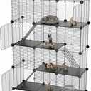 3 Tier Cat Cage Indoor, Large Wire Cat Cage Kennels Enclosures DIY Playpen Crates, Pet Pen C&C Cage for 1-2 Cats Kittens Guinea Pig Ferret Chinchilla Rabbit