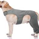 ROZKITCH Dog Surgery Recovery Sleeve Rear Right Left Leg, Pet Prevent Licking Wound Elbow Brace Protector, Dog Recovery Suit Cone Collar Alternative for Sprain ACL CCL Arthritis Joint Care Grey L (L(Back Length:16.9"Leg Length:10.2"))