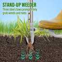 BARAYSTUS Weed Puller Tool, Stand Up Heavy Duty Weed Remover with 3-Claw Steel Head, 45.6" Long Handle, Root Removal Weeding Tool for Garden Lawn Yard, No Bending or Kneeling