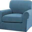 Turquoize Set of 2 Chair Covers Chair Slipcovers for Living Room Armchair Couch Cover Chair Sofa Cover with Individual Cushion Covers Furniture Cover for Chairs Feature Thick Fabric (Chair, Dusty Blue)