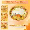 Homlouue 12x10 Oval Fall Paper Plates, 50PCS Fall Leaves Pumpkins Plate, Heavy Duty Thanksgiving Plates, Large Thanksgiving Paper Plate Disposable for Autumn Theme Party Decoration Serve 50 Guests