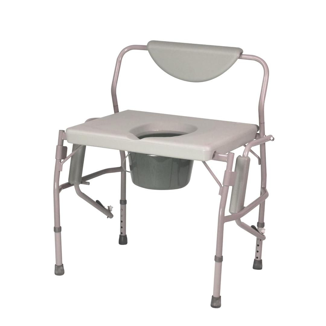 Homecraft Deluxe Bariatric Drop Arm Commode, 1000 lb Weight Capacity, Extra Wide Seat with Adjustable Height, Bedside or Over Toilet Use, Drop Arms for Easy Transfers, Includes Splash Guard & Bucket