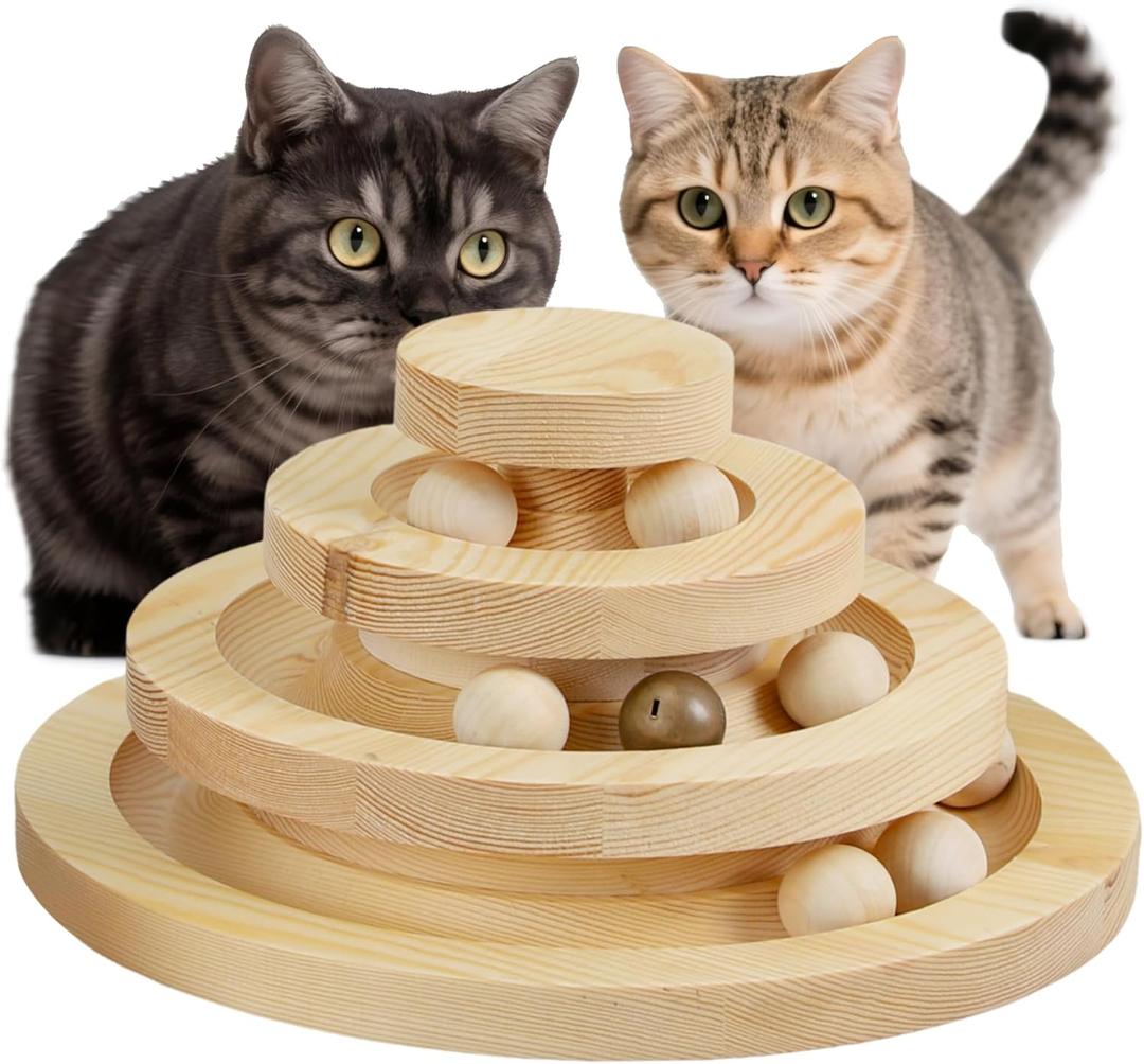 Cat Toys, Cat Toys for Indoor Cats, Interactive Cat Toy, Kitten Toys, Cat Ball Toy, Cat Ball Track, 12" Base Diameter, 5.8" Height