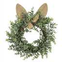 Easter Bunny Wreath Artificial Flower Wreath Front Door Hanging Garland Spring Hanging Pendant for Easter Spring Party Home Decor
