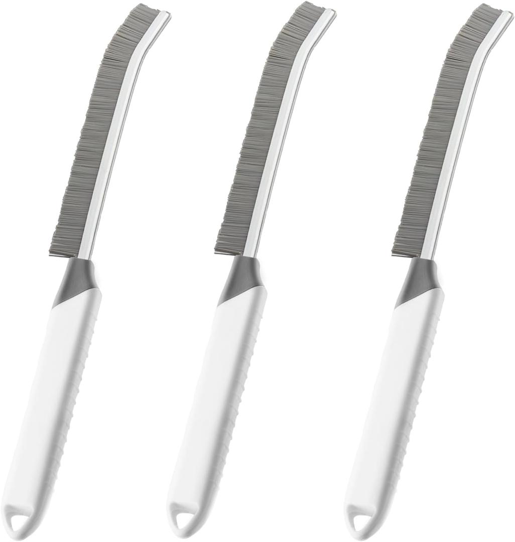 3 x Crevice Cleaning Brush Bathroom Tile Groove Gap Cleaning Brush Premium Crevice Cleaning Tool Aluminum Support with 15 Angled Head-Grout Thin Brush,Kitchen & Bathroom Tool (3PCS)
