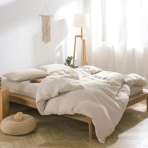 VM VOUGEMARKET Beige Duvet Cover Queen Size - 3 Pieces Muslin Cotton 3-Layer Guaze Textured Bedding Set,Includes 1 Duvet Cover 90x90 Inches with Zipper Closure & 2 Pillowcases