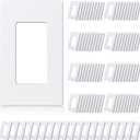 ELEGRP Matte White 1-Gang Screwless Decorative Wall Plates, Standard Size Unbreakable Thermoplastic Faceplate Cover for Decorator Receptacle Outlet Switch, UL Listed (100 Pack)