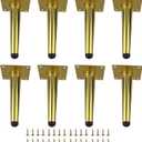 8pcs 6 inch (15cm) Shiny Gold Metal Furniture Legs, Straight Metal Cabinet Legs with Level Feet
