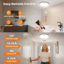 Rechargeable Motion Sensor Ceiling Light Indoor Outdoor w/Remote, 7.08 Inch Battery Operated Flush Mount Ceiling Light 3000K 4000K 6000K 400LM Dimmable for Closet Hallway Laundry Stairs (2)