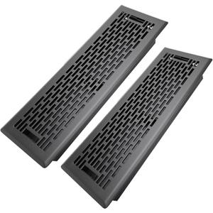 Howeall 4x14 Inches 2 Pack Heavy Duty Walkable Floor Register - Easy Adjust Air Supply Lever Decorative Floor Vent Covers, Boston Design Vent Covers for Home - Matte Black