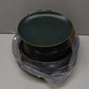 PULOTE 100PCS Green Plastic Plates - Green Disposable Plates With Gold Rim - Include 50 Pieces Dinner 10.25inch, 50 Pieces Dessert 7.5inch for Party&Christmas