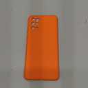 Oakxco for Samsung Galaxy A32 5G Phone Case Liquid Silicone, Fluorescent Bright Solid Color, Cute Thin Slim Soft Rubber TPU Plain Smooth Gel Matte Protective Cover for Women Girl, Burnt Neon Orange