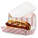 7" Red Checker Paper Hot Dog Trays- Pack of 100ct