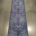Hazo Haus Non Slip 2x10 Dark Blue Hallway Runner - 10ft Long Runner Rugs, Washable Kitchen Floor Mat - Vintage Navy Floral Design Décor