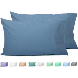 Sunflower Queen Pillowcases Set of 2, 100% Cotton Queen Pillow Cases 2, 2030 inches Copen Blue, Soft and Breathable