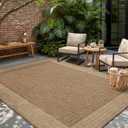 MontVoo-Outdoor Rug-Patio Rug 5x7 ft Polypropylene Indoor Outdoor Rugs Outdoor Carpet for Patio Deck Balcony Porch, Textured Weave, Durable for High Traffic, Fade-Resistant, Modern Neutral Brown