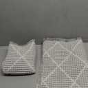 Waffle Bath Mat Set, Non Slip Bathroom Rugs Sets 2 Piece, Ultra Absorbent Long Bath Rug Runner for Bathroom Decor, Machine Washable Boho Mats, Grey & White, 20"×47" Plus 18"×30"