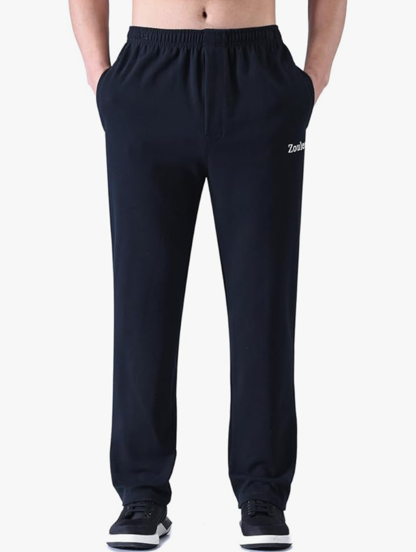 Zoulee Men's Front Zip Open-Bottom Sports Pants Sweatpants Trousers M