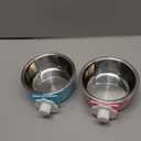 Stainless Steel Removable Pet Food Bowl, Anti-overturn Water Feeder Container, Suitable for Small Dog/Cat/Rabbit, 2 Set of Crate Bowls, Easy to Install and Clean (Pink/Blue)