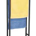 Standing Towel Racks for Bathroom, 2 Tier Bathroom Floor Free Standing Towel Rack, Tall Enough Pool Bath Drying and Dispaly Outdoor Stand for Storage, Black Freestanding Blanket Holder, ALHAKIN