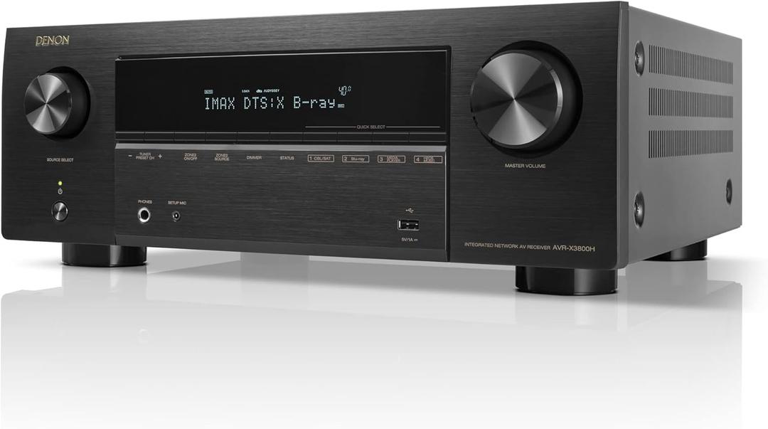 Denon AVR-X3800H 9.4-Ch 8K UHD AVR Home Theater Stereo Receiver, (105W X 9) Built-in Bluetooth Wi-Fi & HEOS Multi-Room Streaming Dolby Atmos DTS:X IMAX Enhanced & Auro 3D