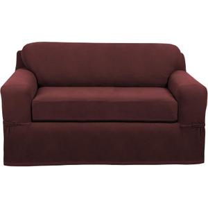 Maytex Pixel Stretch, Wine slipcover, 2-Piece Loveseat